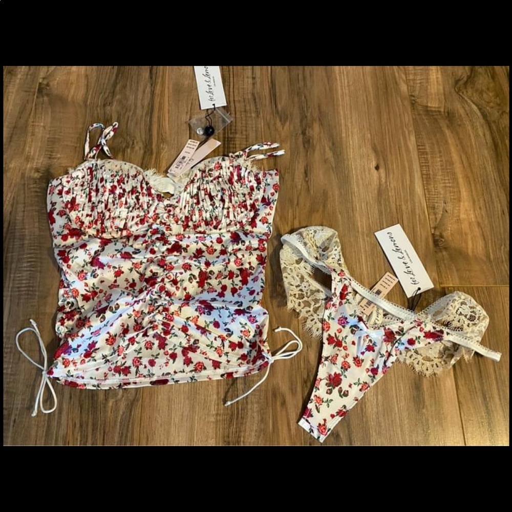 NWT for love and lemons bustier panty set